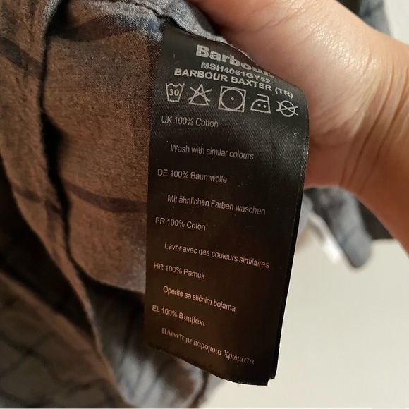 Barbour men’s checkered long sleeve button down shirt with collar - Picture 5 of 9